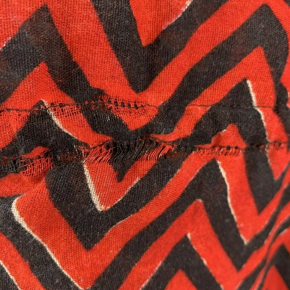 Ralph Lauren Red Black Chevron Cotton Blend Roll Tab Drawstring Tunic Top Sz 2X - Picture 5 of 10